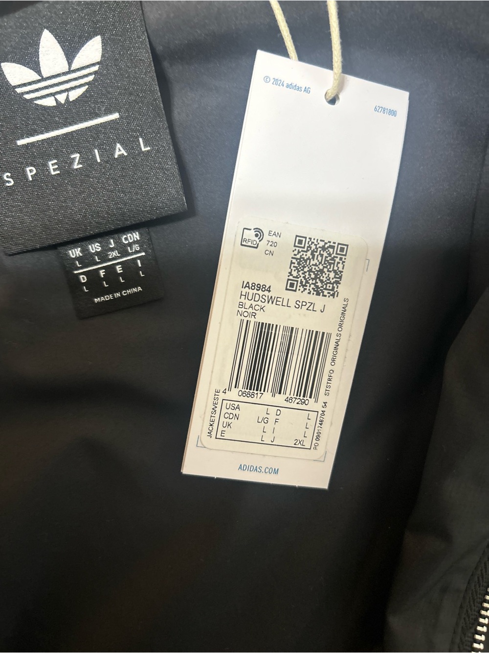 adidas Black Men's Lightweight Windbreaker Jacket - Picture 12 of 14